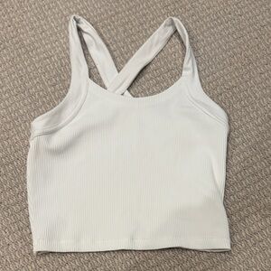 Athleta White Ribbed Tank Top